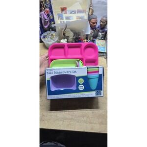 4 Place Set Kids 24-Piece Plastic Dinnerware Set, BPA Free, Reusabe